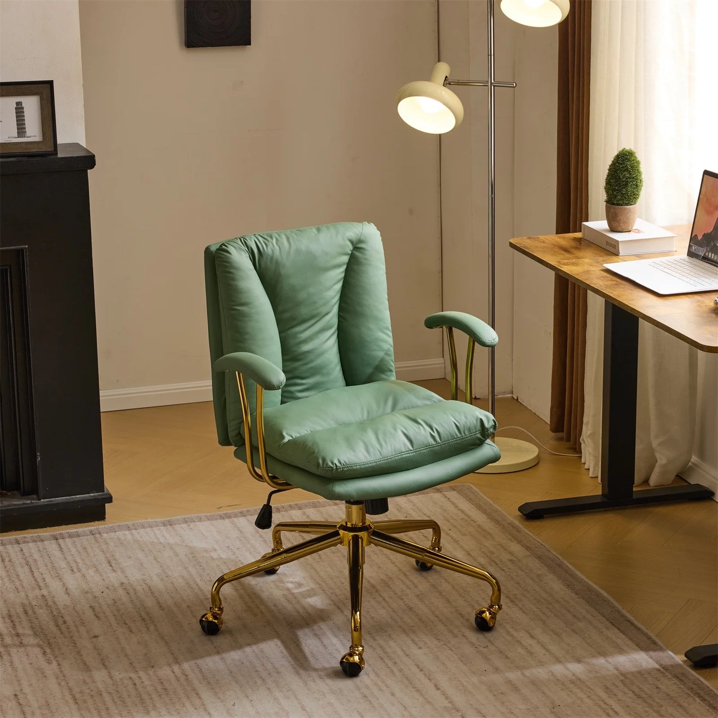 Silla de Oficina Ktaxon Ergonómica de Respaldo Alto en Piel Sintética – Ajustable, Giratoria y con Descansabrazos Acolchados
