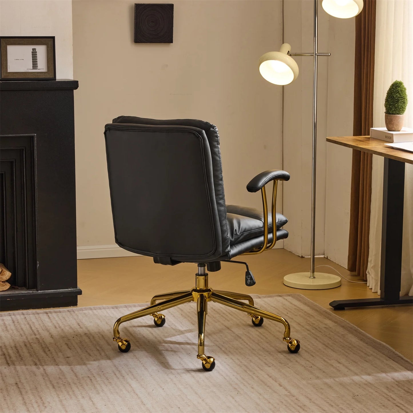 Silla de Oficina Ktaxon Ergonómica de Respaldo Alto en Piel Sintética – Ajustable, Giratoria y con Descansabrazos Acolchados