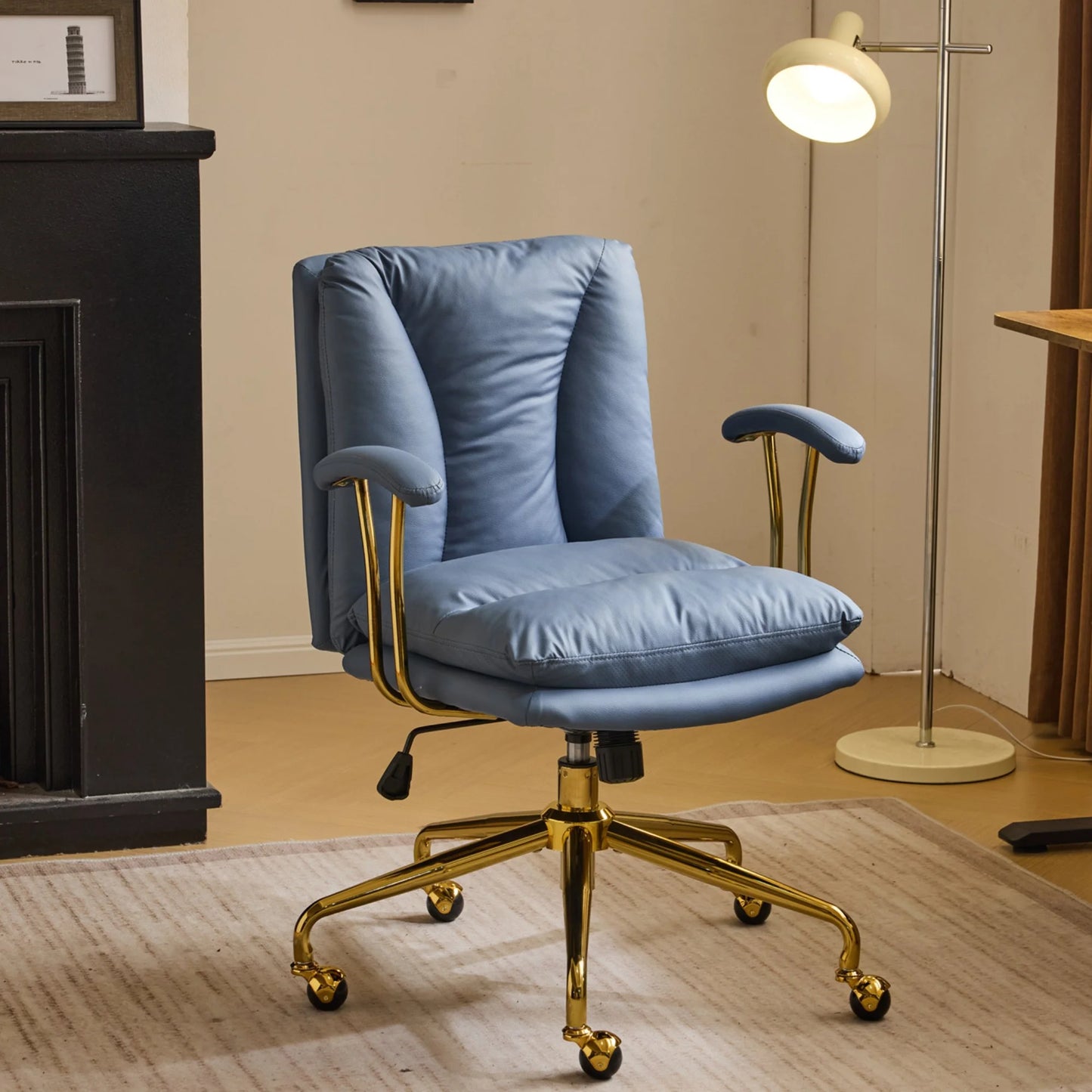 Silla de Oficina Ktaxon Ergonómica de Respaldo Alto en Piel Sintética – Ajustable, Giratoria y con Descansabrazos Acolchados
