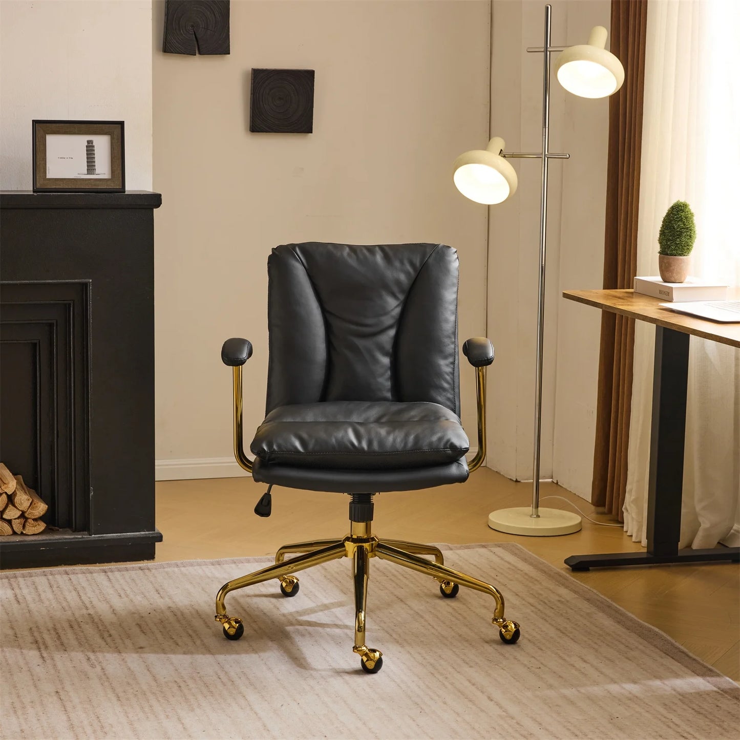 Silla de Oficina Ktaxon Ergonómica de Respaldo Alto en Piel Sintética – Ajustable, Giratoria y con Descansabrazos Acolchados