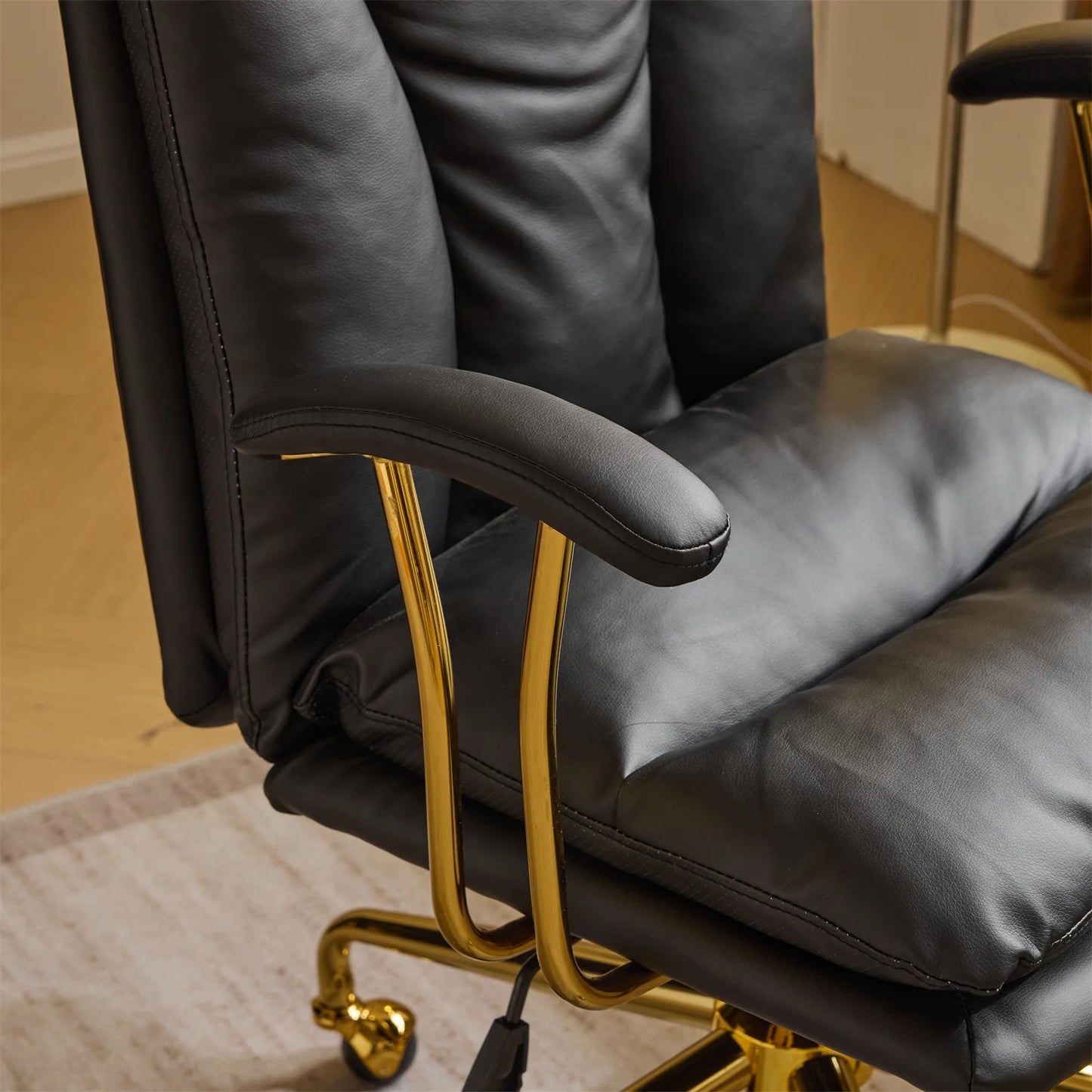Silla de Oficina Ktaxon Ergonómica de Respaldo Alto en Piel Sintética – Ajustable, Giratoria y con Descansabrazos Acolchados