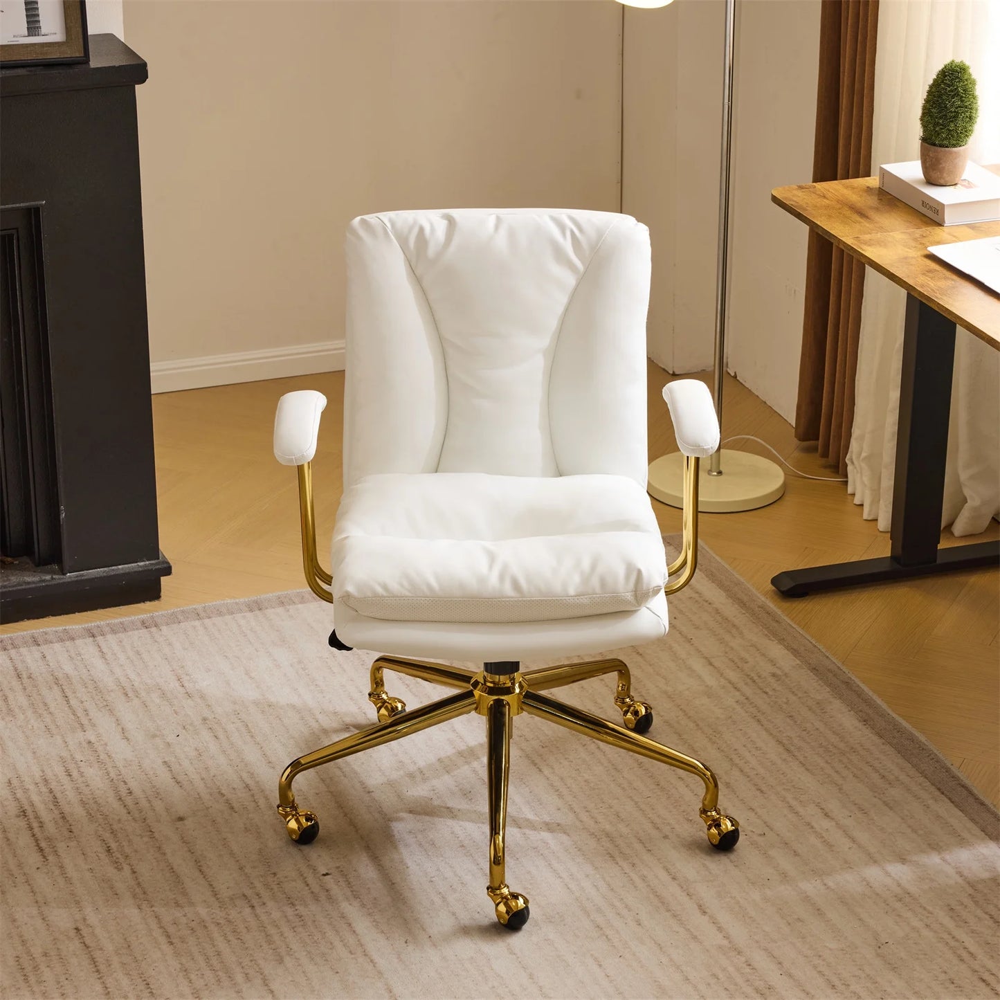 Silla de Oficina Ktaxon Ergonómica de Respaldo Alto en Piel Sintética – Ajustable, Giratoria y con Descansabrazos Acolchados