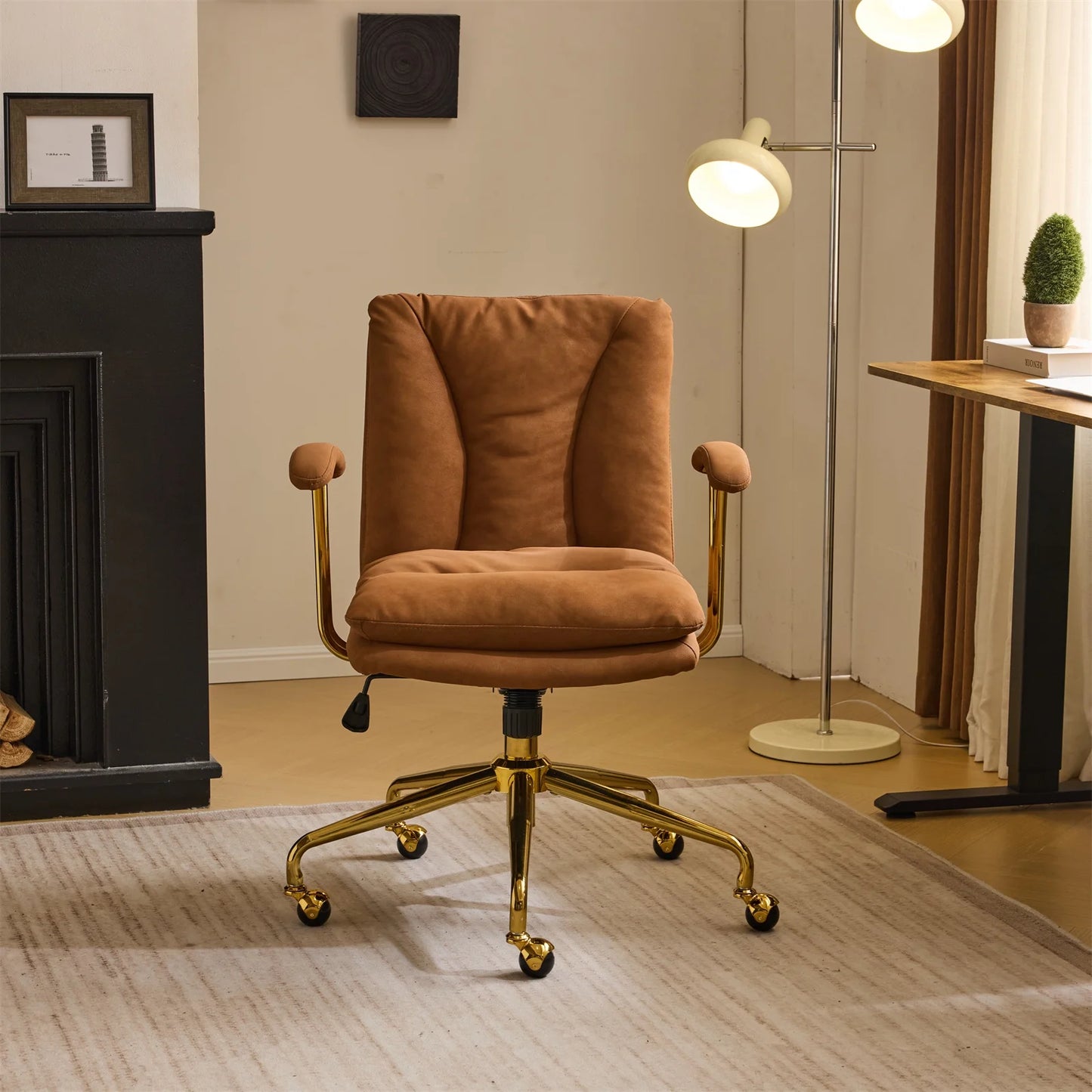 Silla de Oficina Ktaxon Ergonómica de Respaldo Alto en Piel Sintética – Ajustable, Giratoria y con Descansabrazos Acolchados